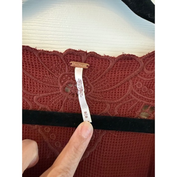 Free People Collette Maxi Dress M Rust Lace Boho Button Front Romantic Cottage - Picture 7 of 11